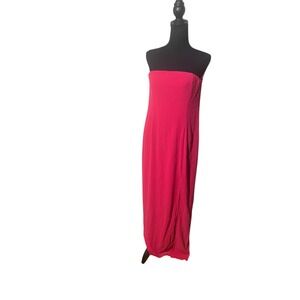 Superdown Strapless Maxi Dress Pink‎ Ruched Sheer Size L